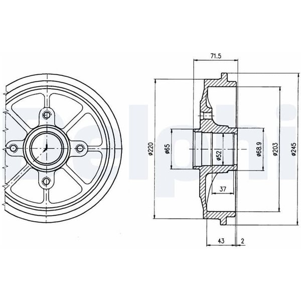 Delphi Bremstrommel Citroen C2 C3 DS Ds Peugeot 1007 206 206+-image