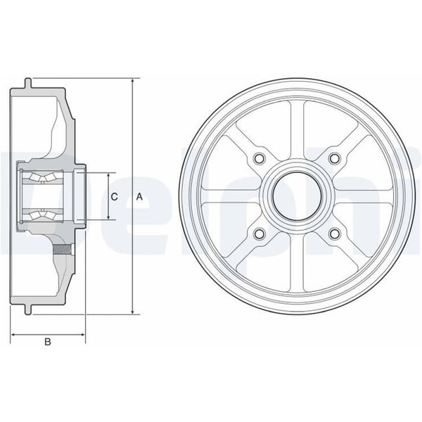 Delphi Bremstrommel Inkl. Lage Citroen C-Elysee C3 C4 Ds3 Ds Ds Peugeot 208 301-image