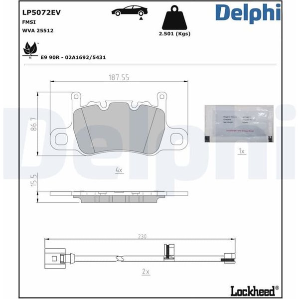 Delphi BremsbeläGe Hinten Audi E-Tron Porsche Taycan LP5072EV-image