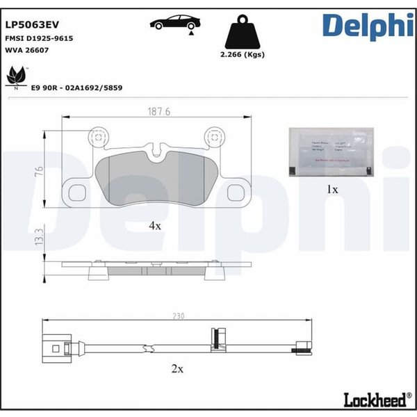 Delphi BremsbeläGe Hinten Audi E-Tron Porsche Taycan LP5063EV-image