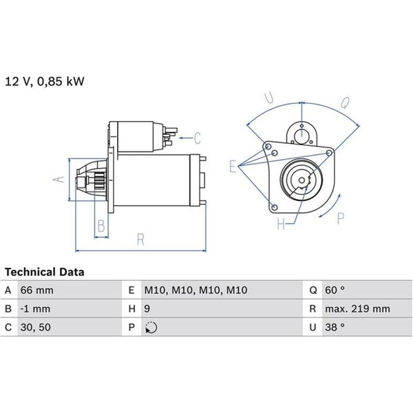Bosch Anlasser 0,8 Kw Renault 11 21 9 Super Trafic Volvo 440 460 480-image