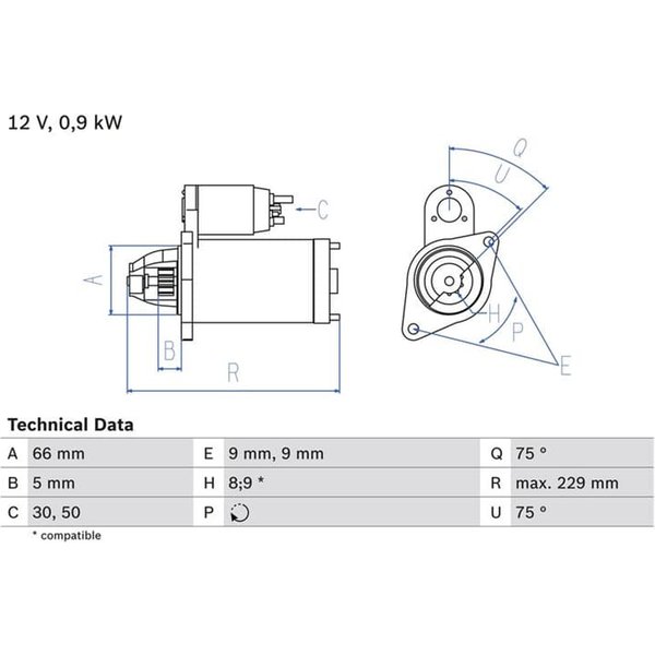 Bosch Anlasser 0,9 Kw Suzuki Grand Jimny Samurai Sj413 Vitara X-90-image