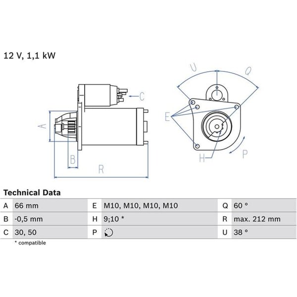 Bosch Anlasser 1,1 Kw Renault 0986016400-image
