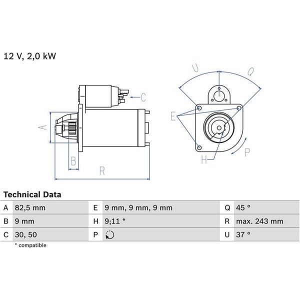 Bosch Anlasser 2,0 Kw Alfa Fiat Lancia 1,9-image