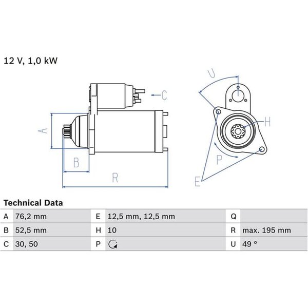 Bosch Anlasser 1,0 Kw Audi Seat Skoda Vw 0986020220 1,6-image