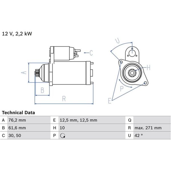 Bosch Anlasser 2,2 Kw Vw Transporter T5 2,5 Tdi 0986020270-image