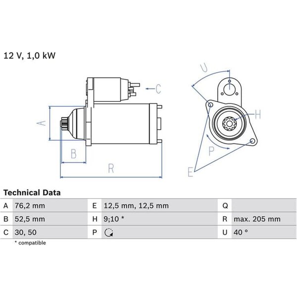 Bosch Anlasser 1,0 Kw Audi Seat Skoda Vw 0986020290-image
