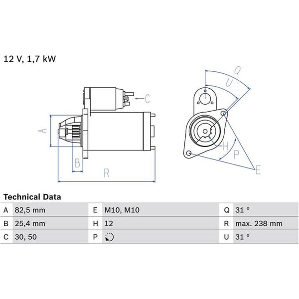 Bosch Anlasser 1,7 Kw 0986021360 Mercedes C-Klasse Clc-Klasse Clk E-Klasse Sprinter-image