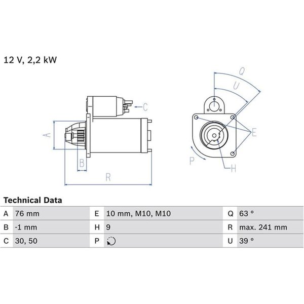 Bosch Anlasser 2,2 Kw Volvo 0986021620-image