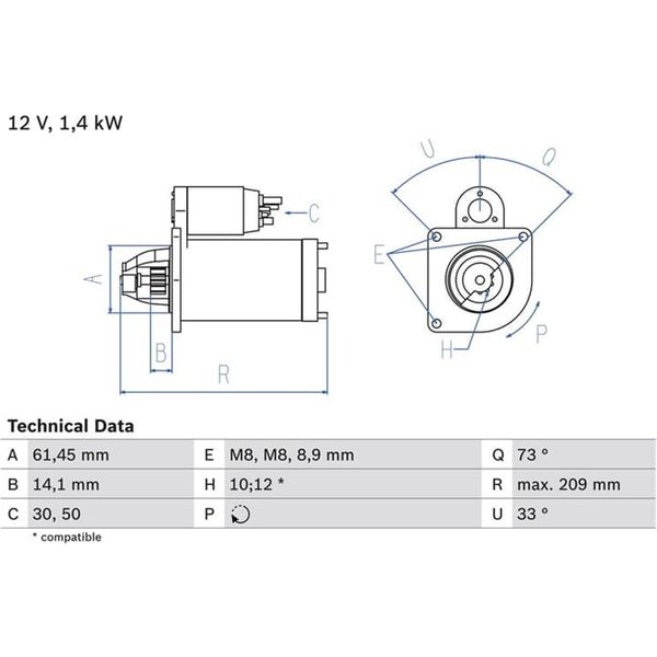 Bosch Anlasser 1,4 Kw Ford Mazda 0986022121-image