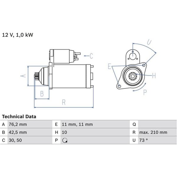 Bosch Anlasser 1,0 Kw Audi Seat Skoda Vw 0986022290-image
