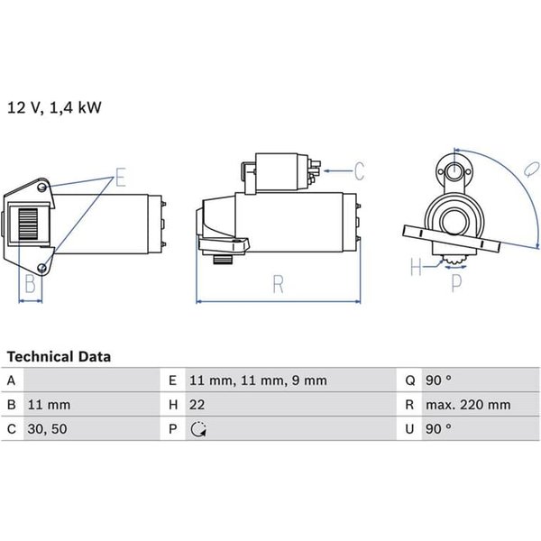 Bosch Anlasser 1,4 Kw 0986022561 Ford Cougar Maverick Mondeo Jaguar X-Type-image