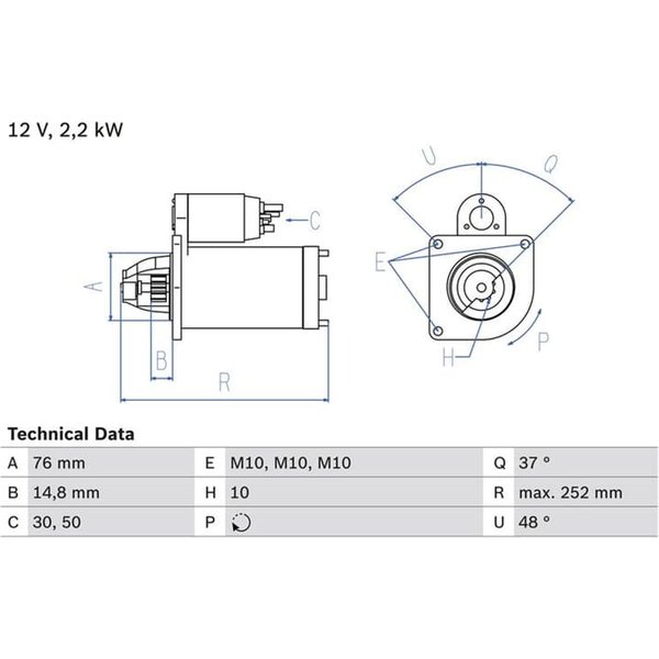 Bosch Anlasser 2,2 Kw Ford Courier Fiesta Focus 1,8-image