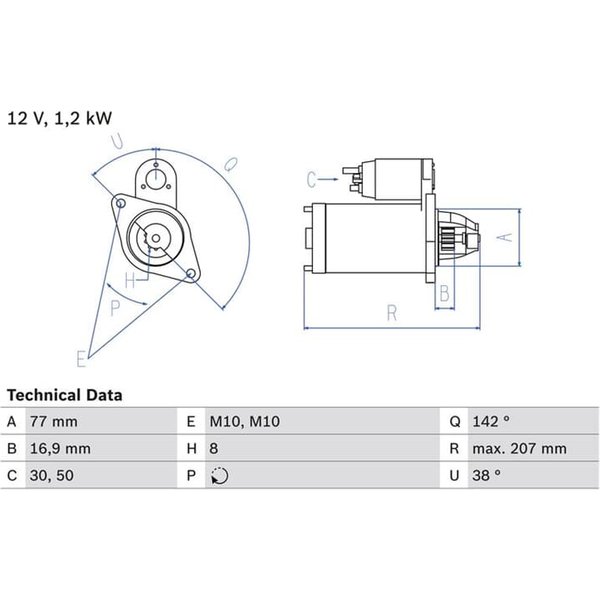 Bosch Anlasser 1,2 Kw Hyundai Kia 0986022780-image