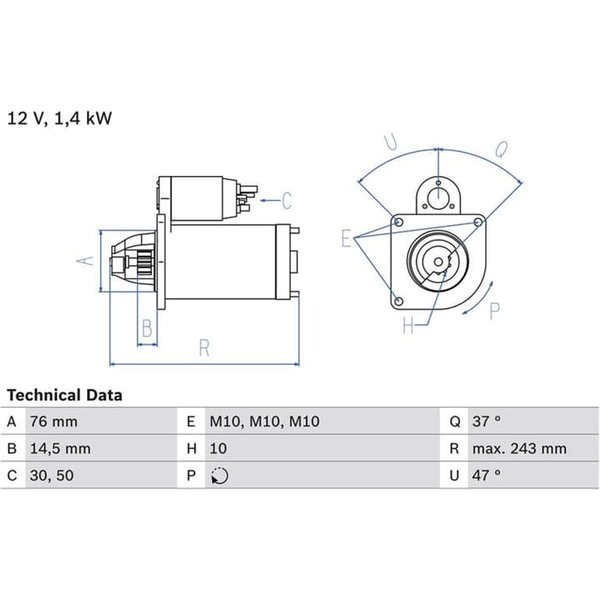Bosch Anlasser 1,4 Kw Ford Tourneo Transit 1,8 0986022840-image