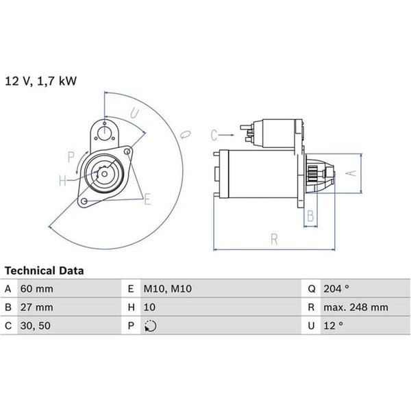Bosch Anlasser 1,7 Kw Mercedes 0986023100-image