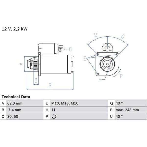 Bosch Anlasser 2,2 Kw Ford Volvo 0986023380-image