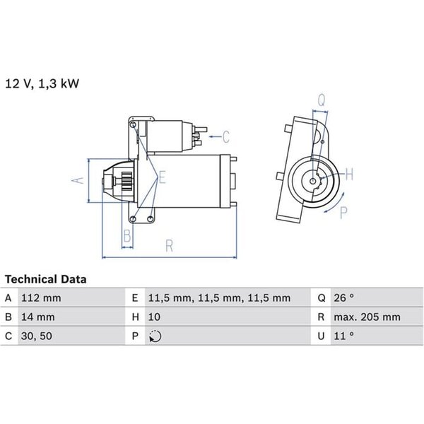 Bosch Anlasser 1,3 Kw Citroen Lancia Peugeot Renault-image