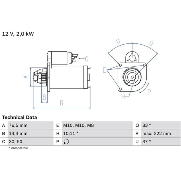 Bosch Anlasser 2,2 Kw Nissan Opel Renault 0986023530-image