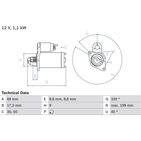 Bosch Anlasser 1,1 Kw Alfa Chevrolet Fiat Opel-image