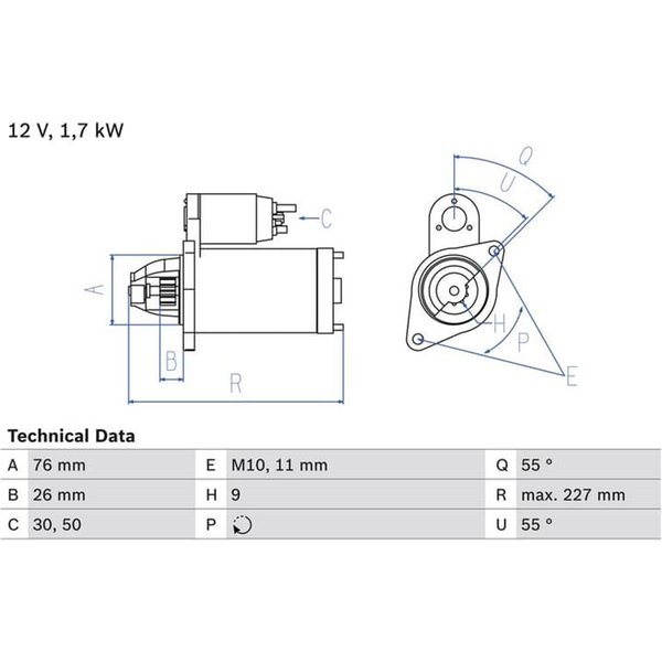 Bosch Anlasser 1,7 Kw Bmw 1Er 2Er 3Er 4Er 5Er X1 X3 Z4 0986023940-image