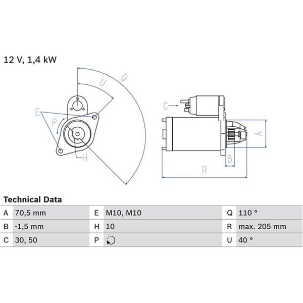 Bosch Anlasser 1,4 Kw Ford Volvo 0986025960-image