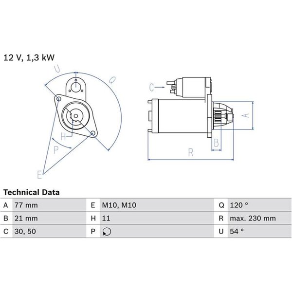 Bosch Anlasser 1,3 Kw Hyundai Kia 0986029130-image