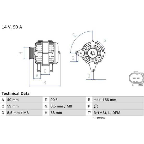 Bosch Lichtmaschine 90A Vw California Lt Transporter 2,5 0986041230-image