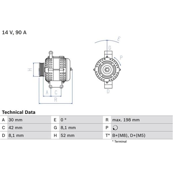 Bosch Lichtmaschine 90A Mercedes A-Klasse Vaneo 1,6 0986041800-image