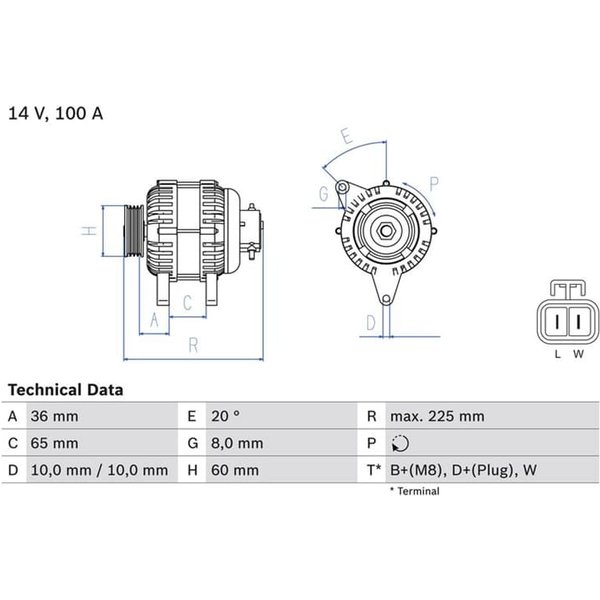 Bosch Lichtmaschine 100A 0986043981 Honda Civic Opel Astra Combo Corsa Meriva 1,7-image