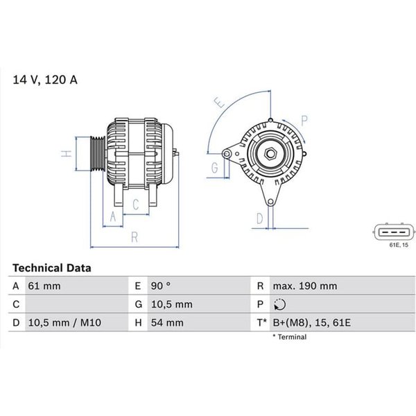Bosch Lichtmaschine 120A Bmw 3Er 5Er 7Er X5 3,0 0986044841-image