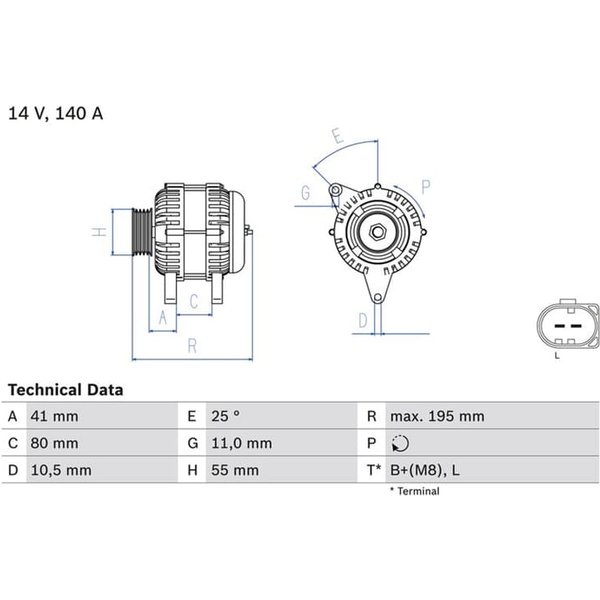 Bosch Lichtmaschine 140A Fiat Ducato Iveco Daily 2,3 0986046210-image