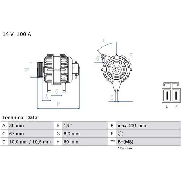 Bosch Lichtmaschine 100A Opel Astra H 1,7 Cdti 0986048320-image