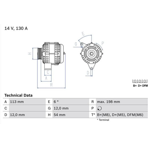 Bosch Lichtmaschine 130A Saab 9-3 9-3X 9-5 1,9-image