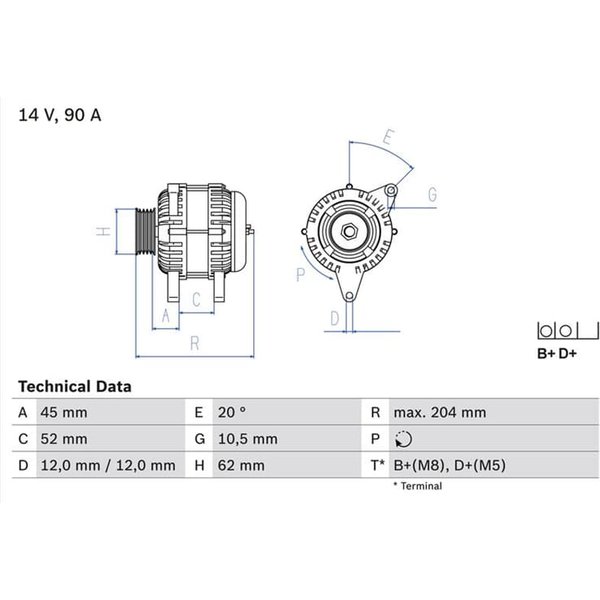 Bosch Lichtmaschine 90A 0986049610 Fiat Doblo Multipla Palio Punto Stilo Strada 1,9-image