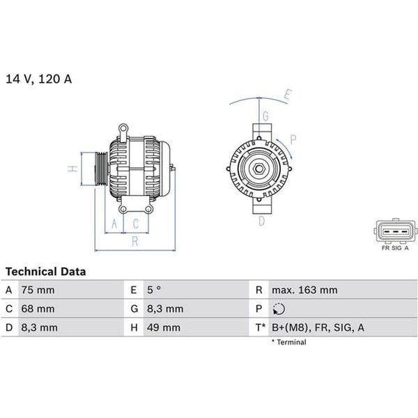 Bosch Lichtmaschine 120A Ford C-Max Focus Volvo C30 S40 V50 0986049670-image