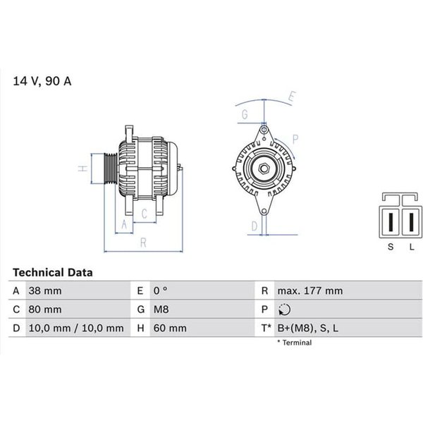 Bosch Lichtmaschine 90A Nissan Patrol Terrano 3,0 0986049800-image