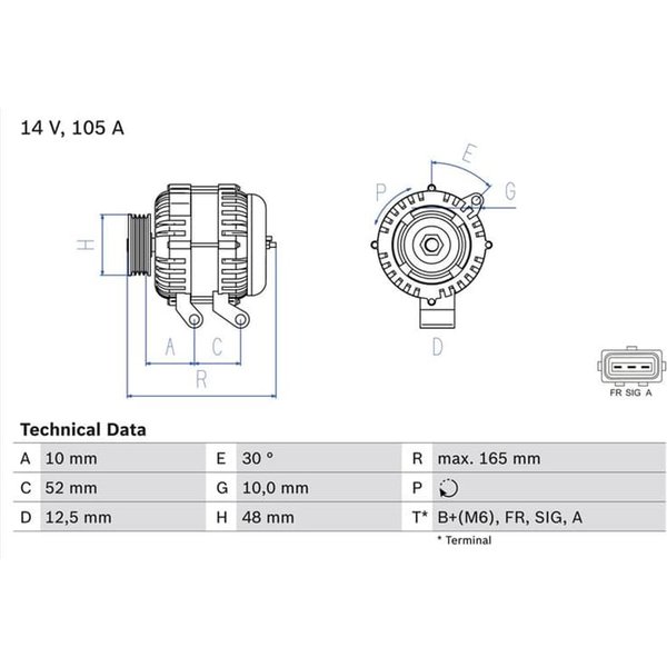 Bosch Lichtmaschine 105A Ford C-Max Fiesta Focus Fusion-image