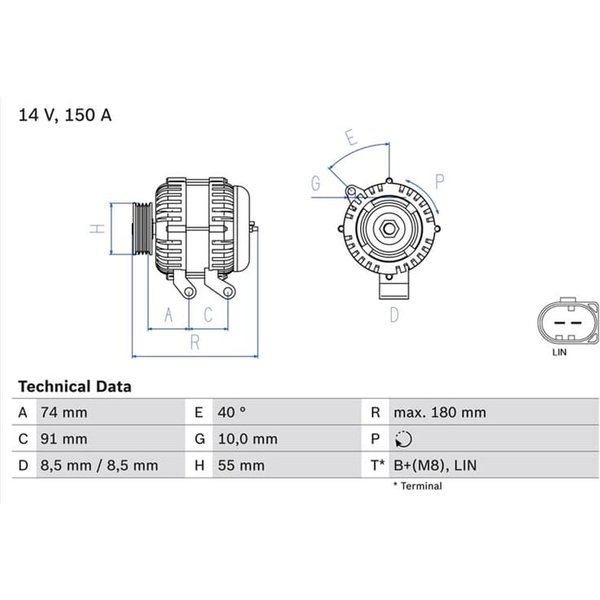 Bosch Lichtmaschine 150A Ford Kuga Volvo C30 C70 S40 V50 0986080810-image