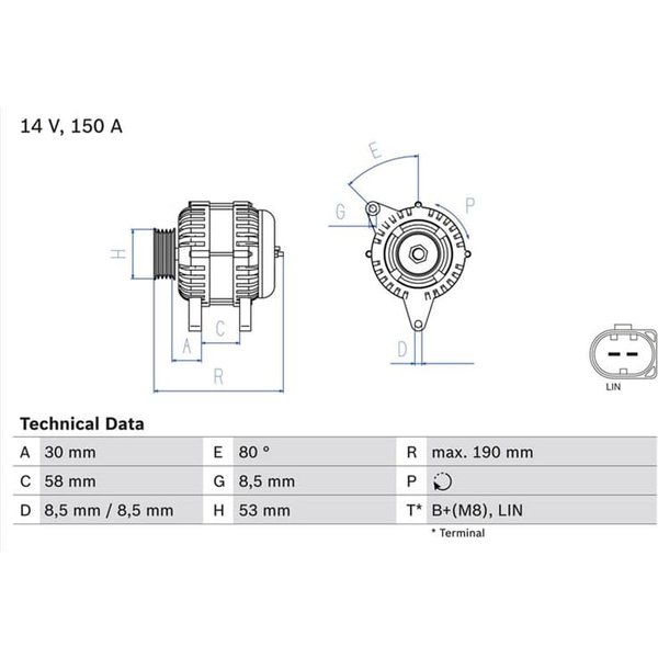 Bosch Lichtmaschine 150A 0986082160 Mercedes A-Klasse B-Klasse Cla Gla-Klasse-image