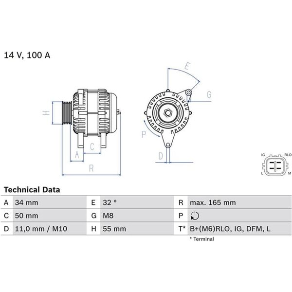 Bosch Lichtmaschine 100A 0986082350 Toyota Auris Avensis Corolla Rav Verso Yaris-image