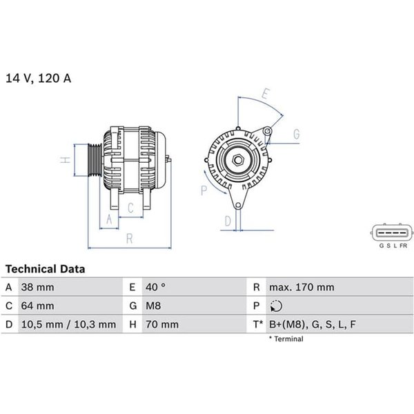 Bosch Lichtmaschine 120A Mitsubishi L200 2,5-image