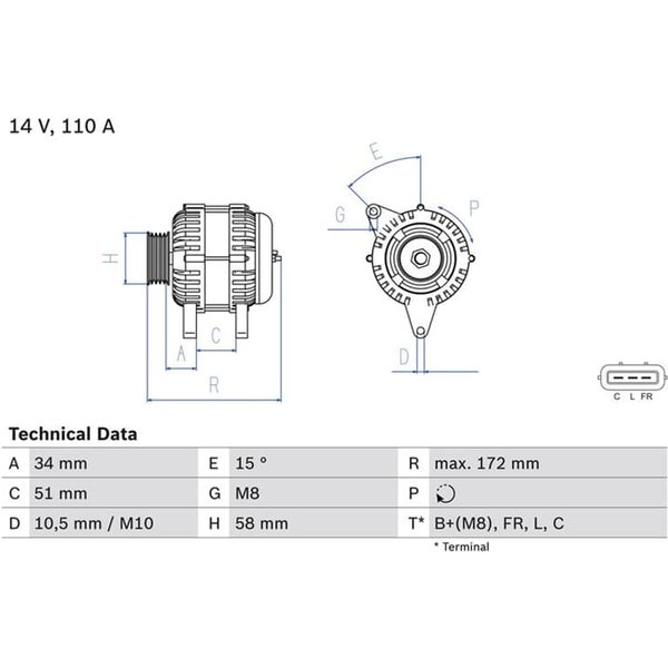 Bosch Lichtmaschine 110A 0986083520 Hyundai I30 Ix35 Kia Ceed Pro Sportage Venga-image