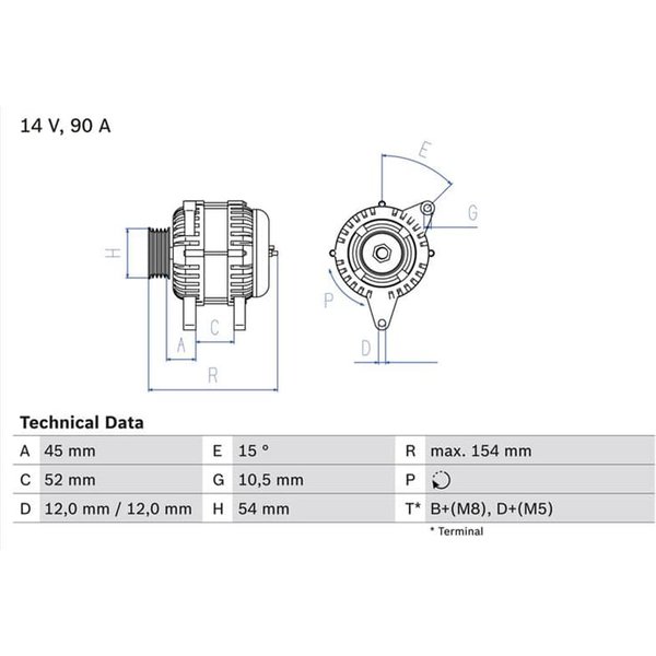 Bosch Lichtmaschine 90A Fiat Bravo Idea Stilo Lancia Musa 1,9-image