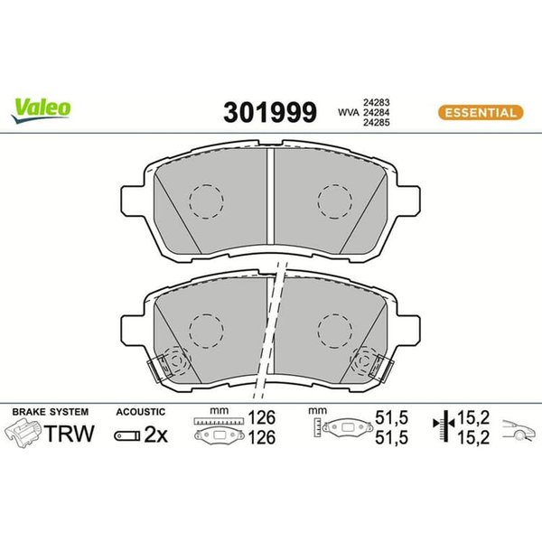 Valeo BremsbeläGe Vorne Daihatsu Sirion M3 Subaru Justy 4 Suzuki Swift 4-image