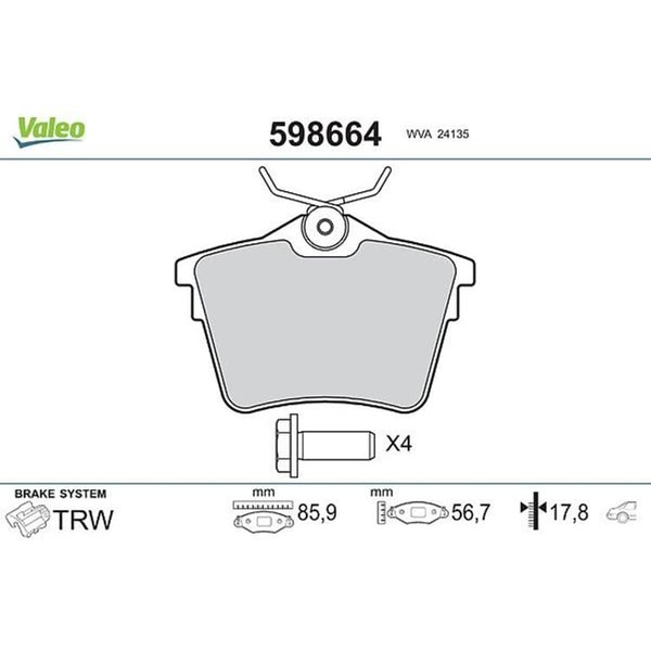 Valeo BremsbeläGe Hinten CitroëN C5 Peugeot 407 607-image