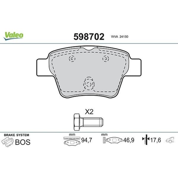 Valeo BremsbeläGe Hinten CitroëN C4 Peugeot 207 CC 207 SW 207+ 307-image