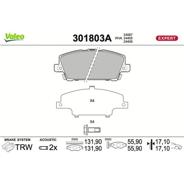 Valeo BremsbeläGe Vorne Honda Civic 8-image