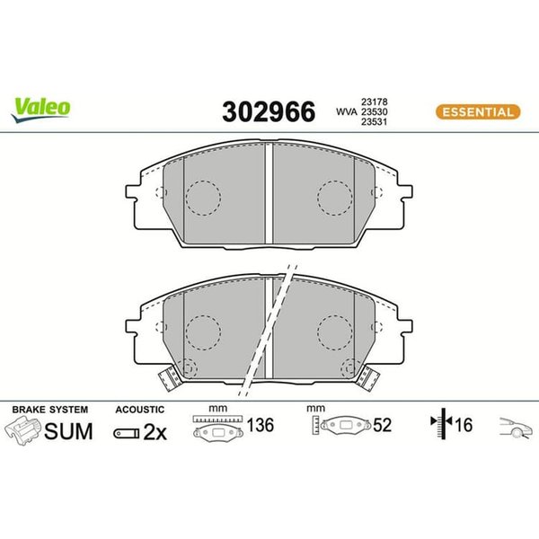 Valeo BremsbeläGe Vorne Honda Civic 7 Hatchback Civic 8 Hatchback S2000-image