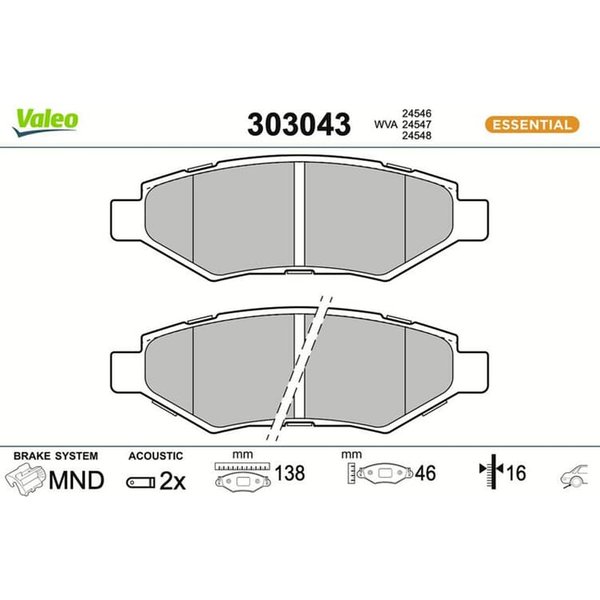 Valeo BremsbeläGe Hinten Cadillac Cts Srx Chevrolet Camaro-image